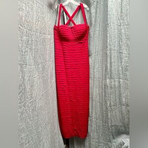Elegant Red Strappy Evening Dress